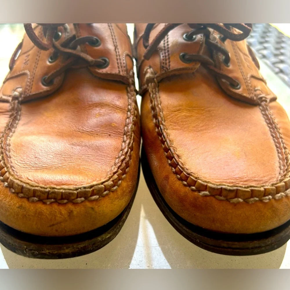Allen Edmonds Key Largo Deck Boat Shoes Men 12B Brown Leather Vibram Moc Toe USA